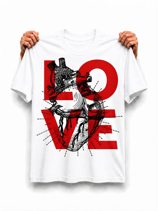 Velnox Love Oversized Graphic T-Shirt – White