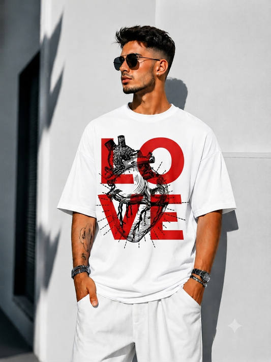 Velnox Love Oversized Graphic T-Shirt – White