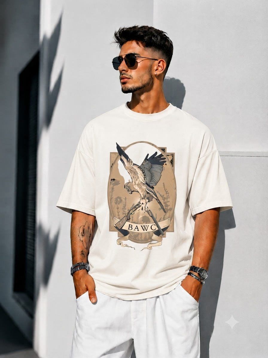 Velnox Eagle Oversized Graphic T-Shirt – Black