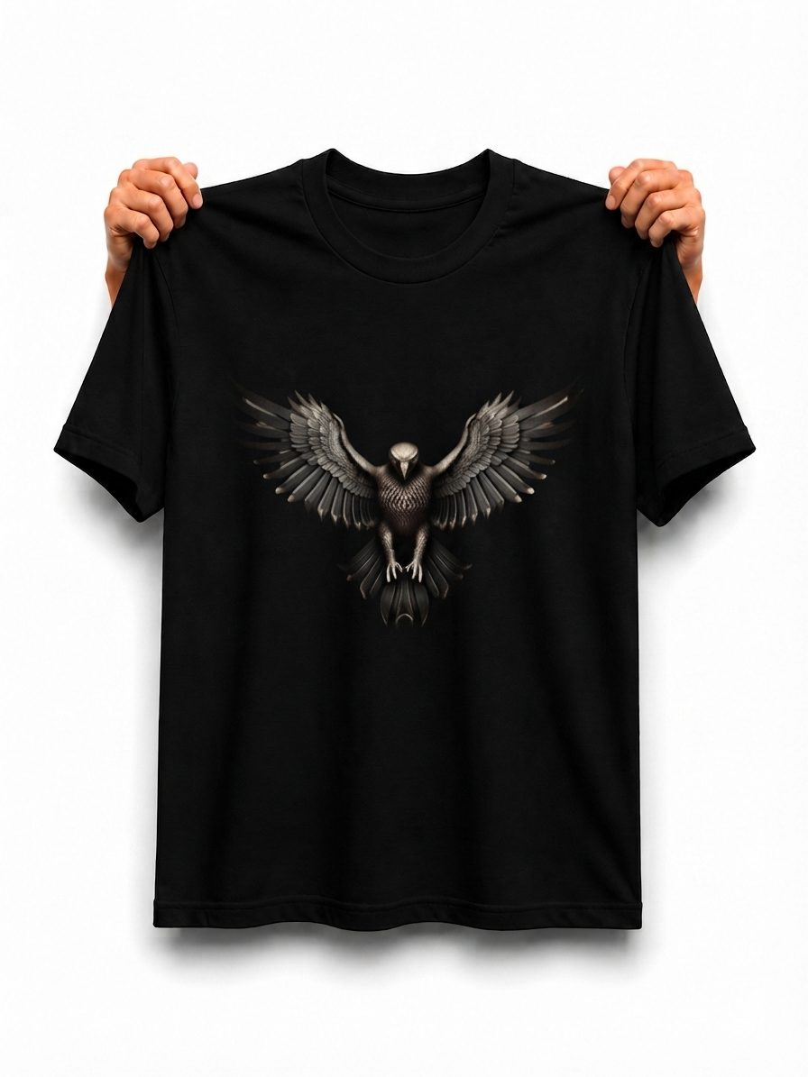 Velnox Eagle Oversized Graphic T-Shirt – Black