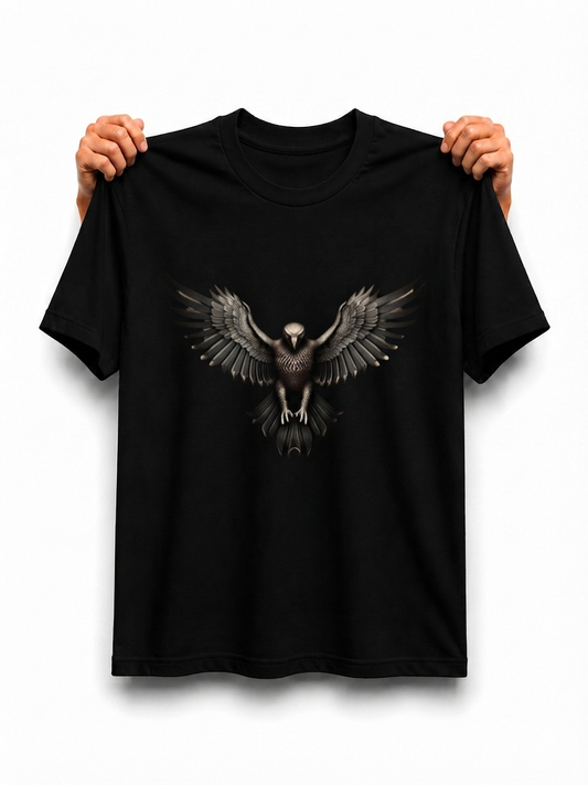 Velnox Eagle Oversized Graphic T-Shirt – Black